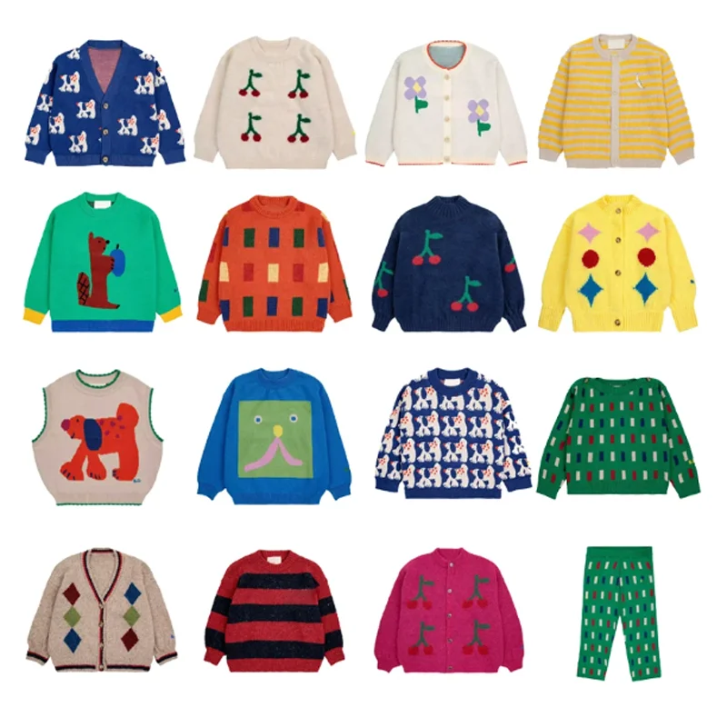 

Предварительная продажа (доставка август) 2024 BC осень-зима детская одежда вязаный свитер для девочек Детский кардиган для малышей свитеры для мальчиков