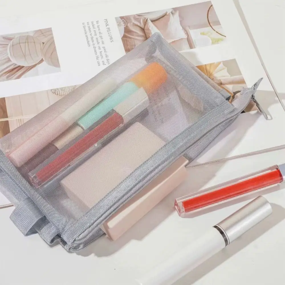 Transparent Mesh Makeup Bag Multifunction Grey/Black/White Ladies Toiletry Storage Bag Portable Lipstick Organizer Bags