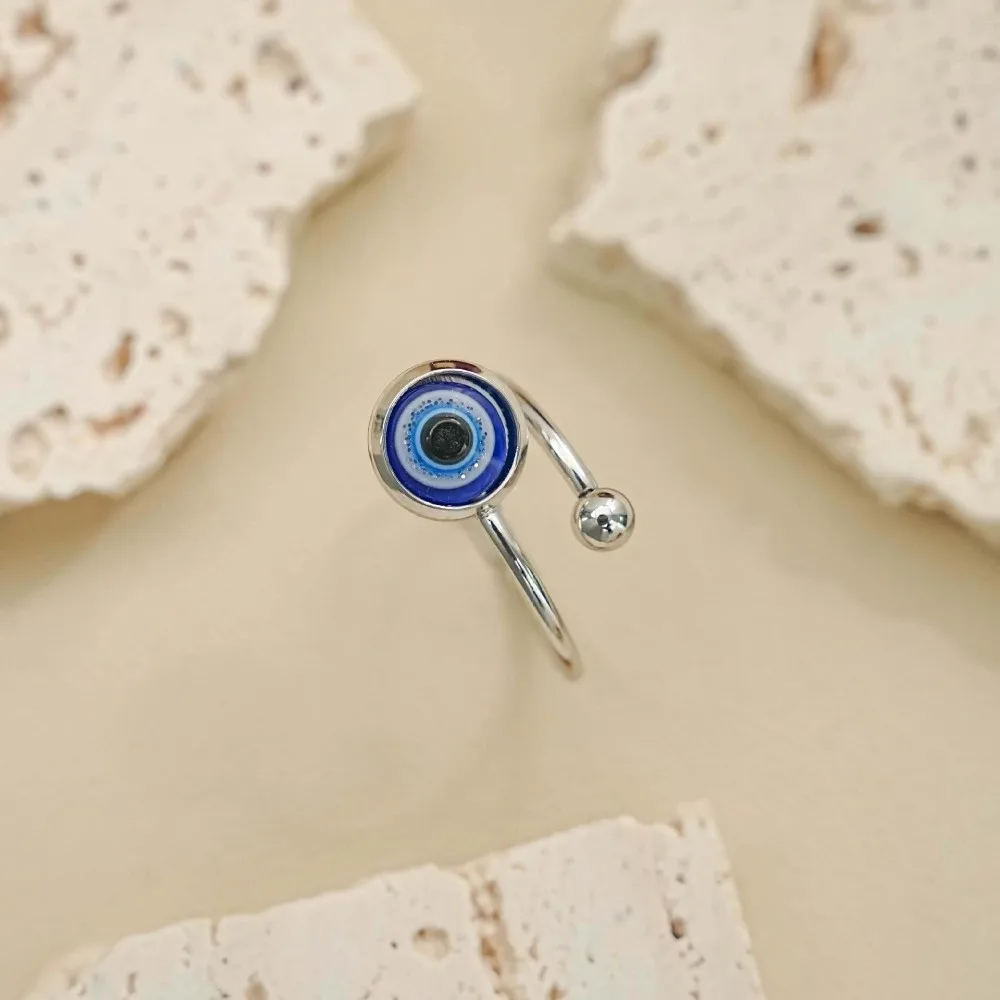 New Gothic Demon Eye Bracelet Personalized Versatile Adjustable Creative Bangle Alloy Open-mouth Blue Eye Ring Gift Giving