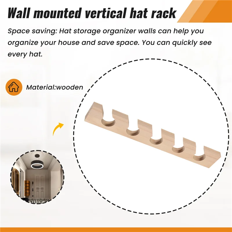 

A47F-2 PCS Hat Rack For Wall Wooden Baseball Caps Organizer Wall Mount Baseball Hat Holder Vertical Hat Racks For Closet
