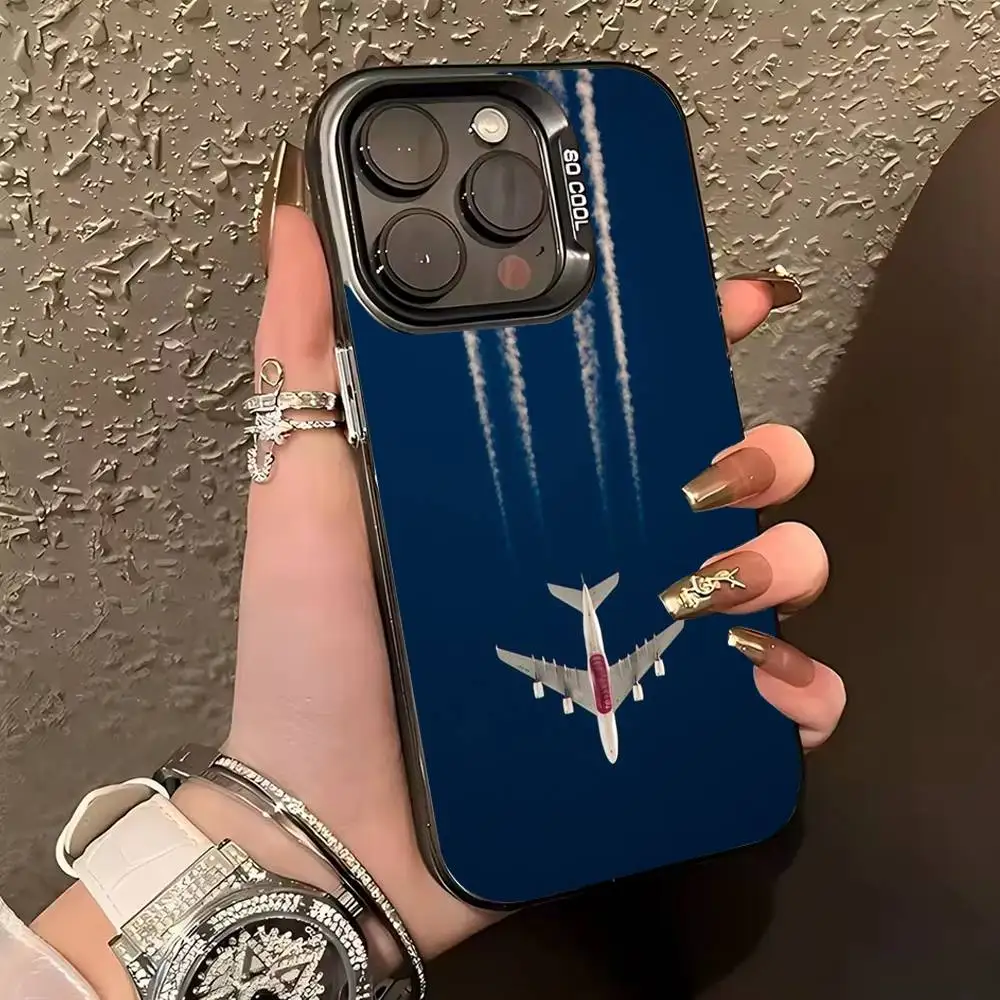 حافظة هاتف على شكل طائرة لهاتف آيفون 17,16,15,14,13,12,11 Plus,Pro Max,XS,حافظة هاتف فضية ملونة