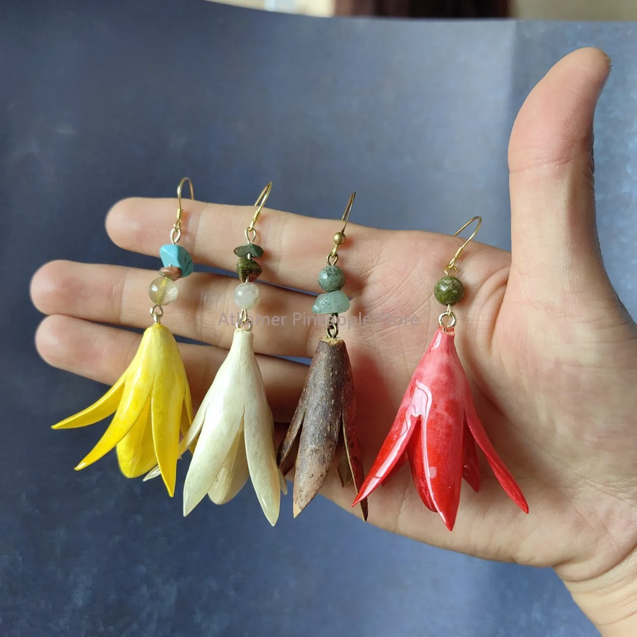 Creative Dried Flower Vintage Earrings Handmake Epoxy Resin Natural Flower Earrings Statement Jewelry Boho Earrings Wholesale