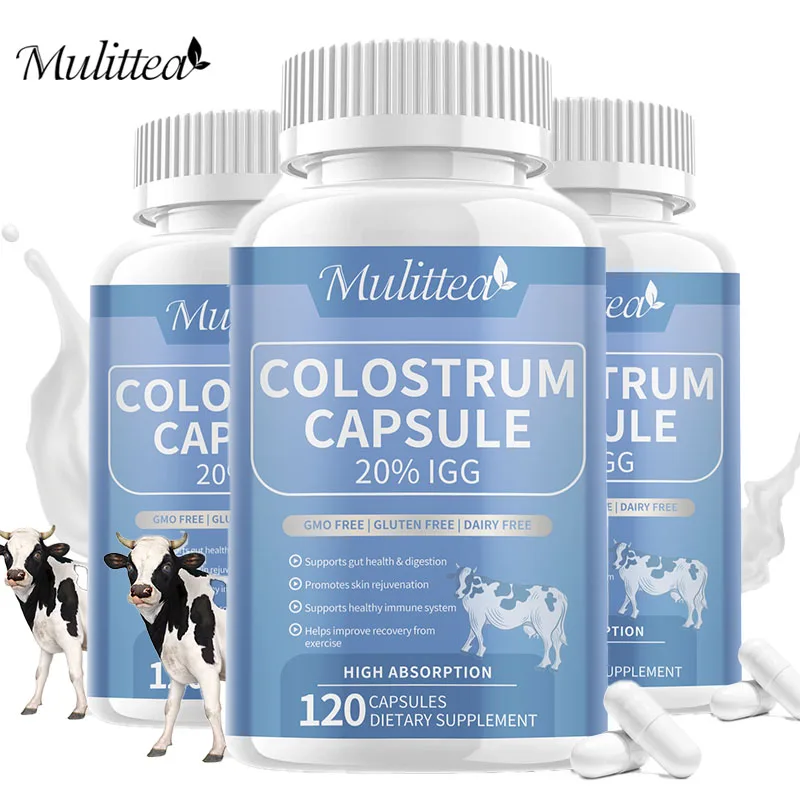 Mulittea High Pure Bovine Colostrum Capsule Promote Gut Digestive Health Boost Immune System Enhance Muscle Growth & Repair