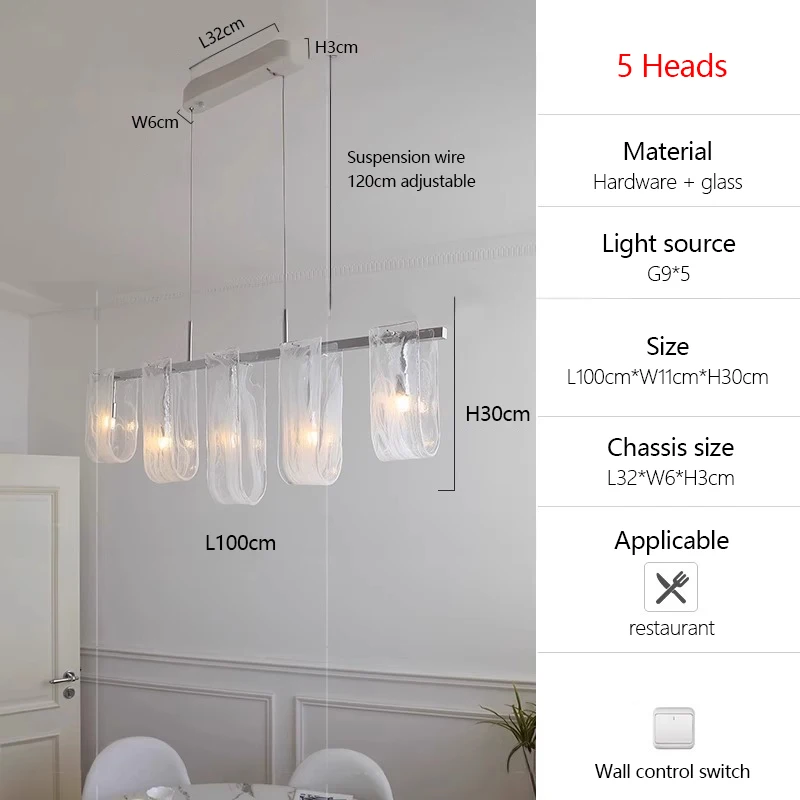 Cloud Ribbon Glazen Kroonluchters led wit Gebogen licht Luxe Designer Licht voor Villa Living Eetkamer Slaapkamer eetkamer Lamp