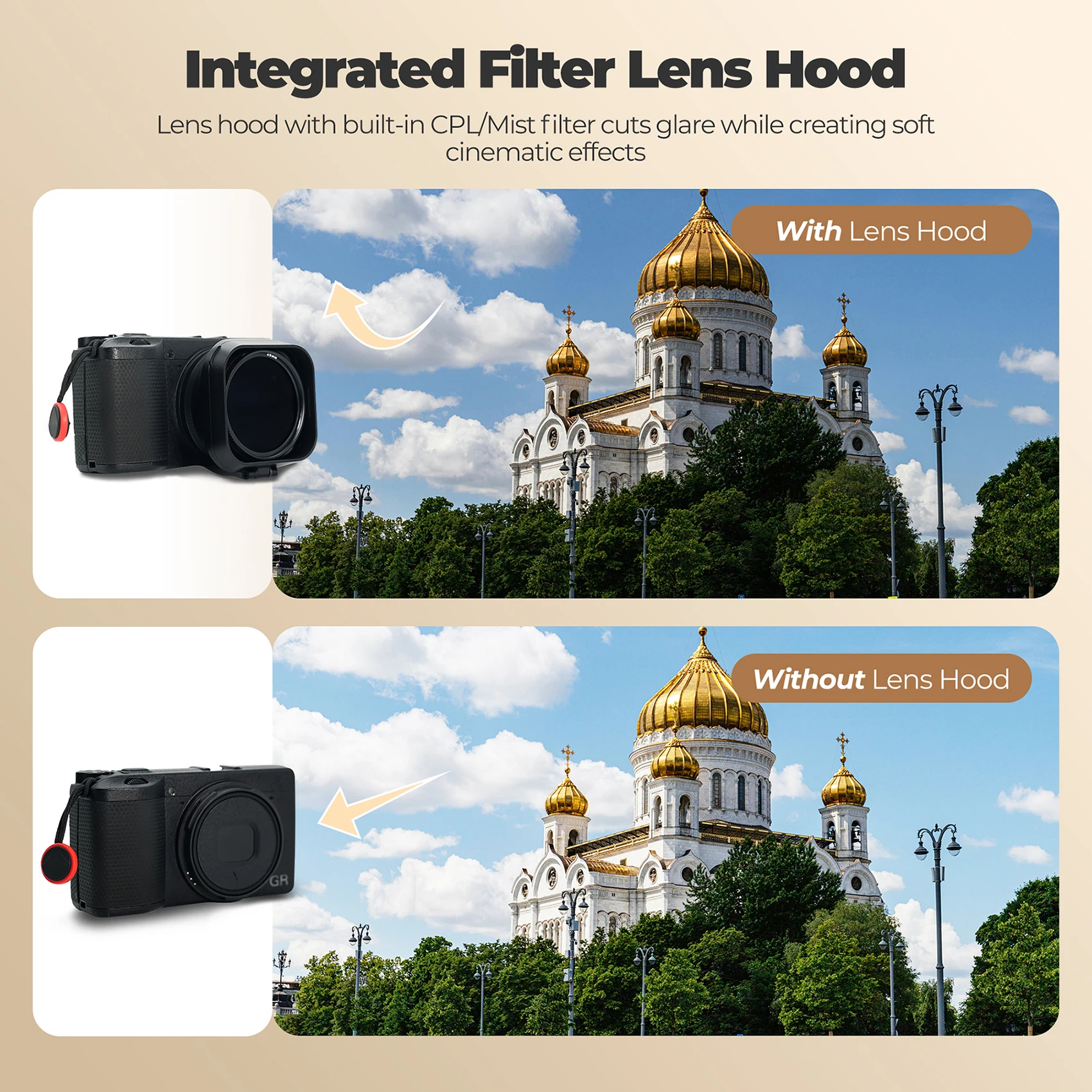 Freewell Real Gegenlichtblende, CPL/schwarze Nebelfilter und NFC-Objektivdeckel, umklappbares Design, Kompatibilität Ricoh GRIII und Ricoh GRIIIX-Kamera – Detail 2