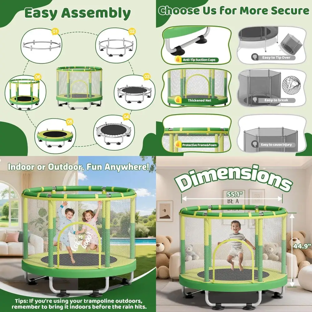 

Батут 55 дюймов для детей, батут для малышей в помещении и на открытом воздухе емкостью 440 фунтов, подарки для мальчиков и девочек