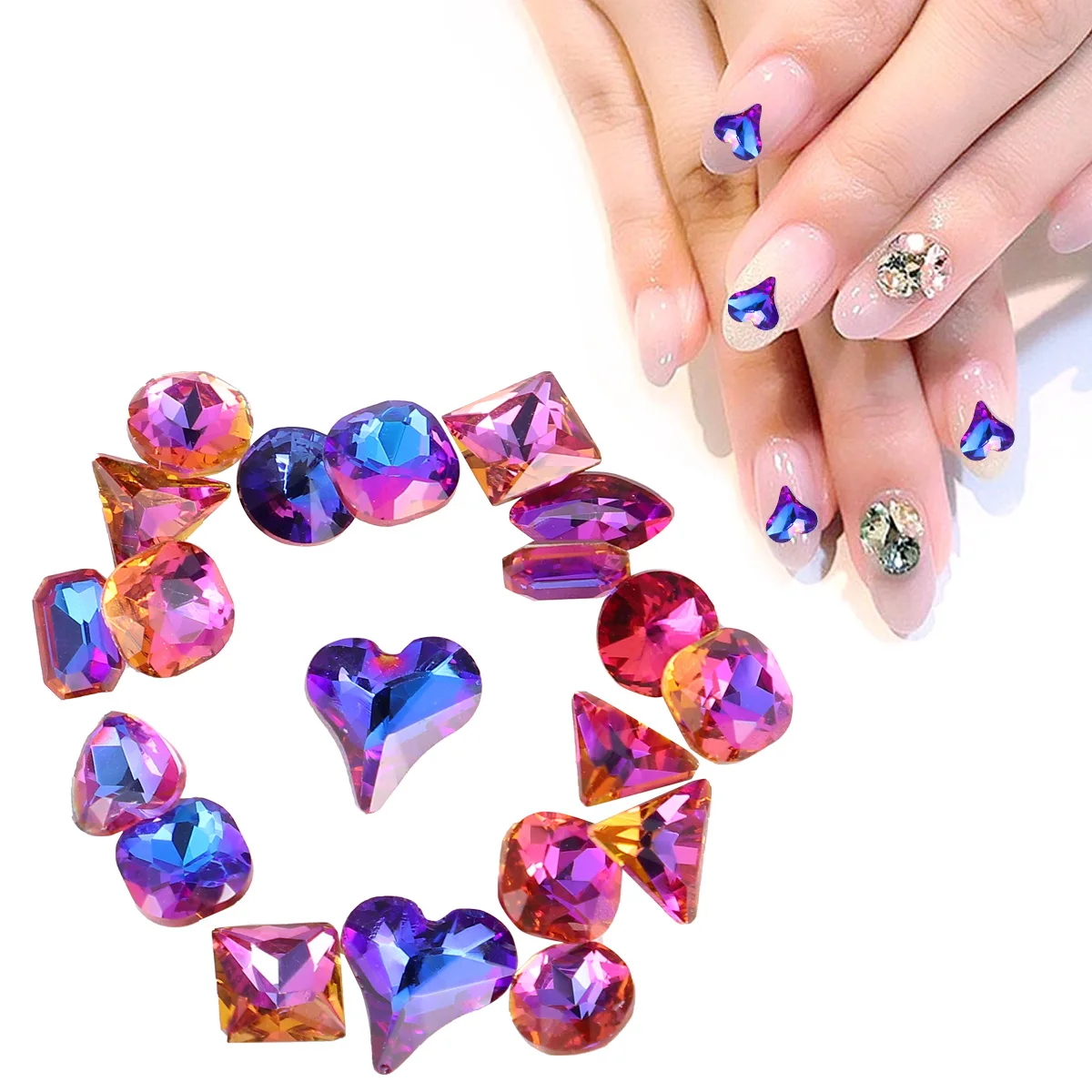 

20pcs Nail Art Decoration Rhinestones Assorted Stickers for DIY Manicure Accessories Elegant Design Long Lasting Use