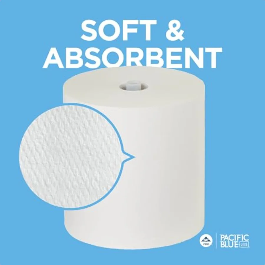 Pacific Blue Ultra 8 Rotoli di asciugamani di carta riciclata ad alta capacità di GP PRO GeorgiaPacific Bianco 26491 1 150 piedi lineari per rotolo 3