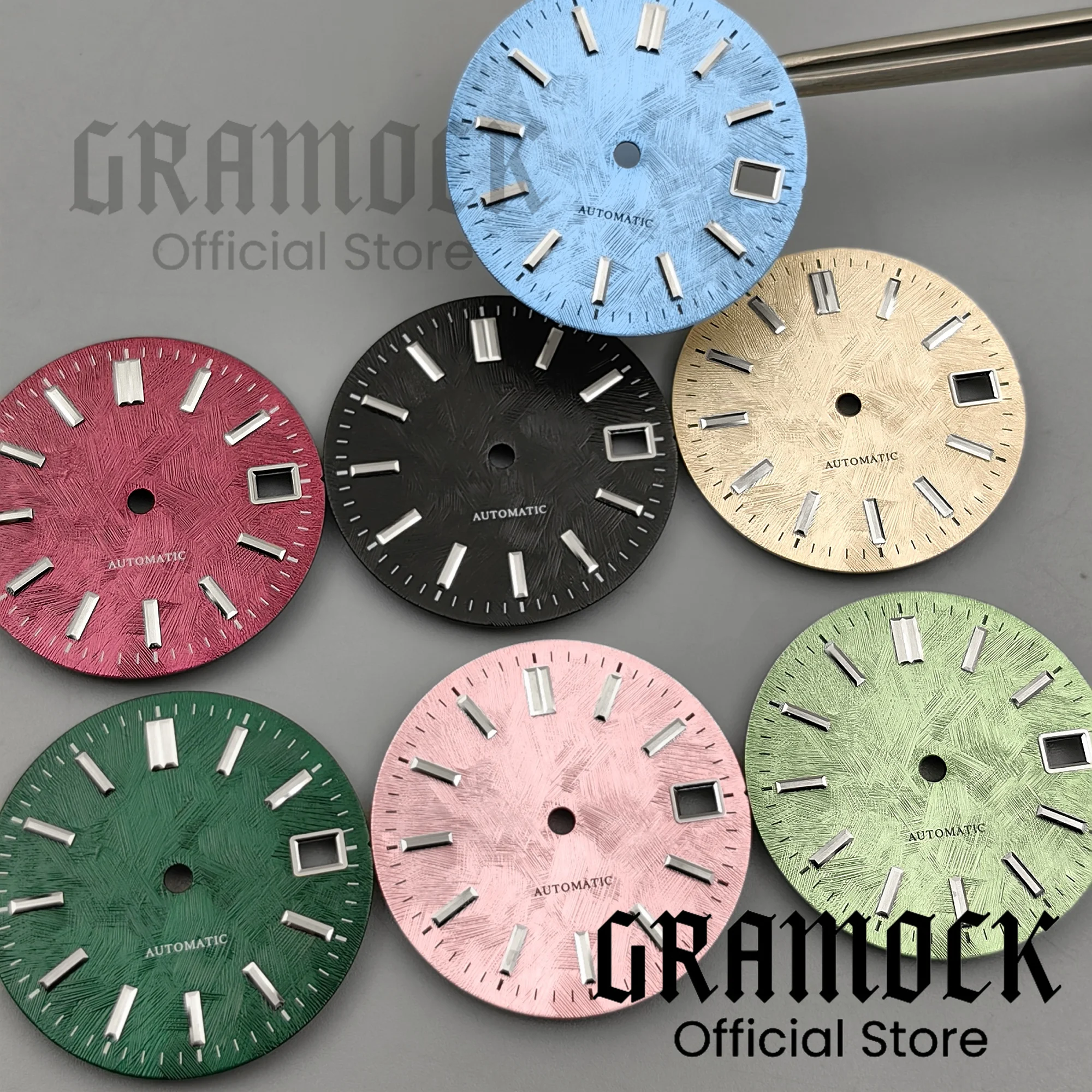 GRAMOCK NH35 29mm Sakura Pink Ice Blue Light Green Texture Watch Dial Sterile Fit NH34 NH35 NH36 Movement Watch Accessories Part