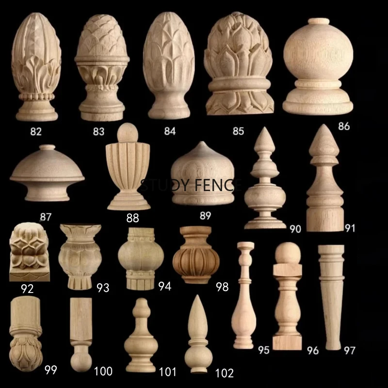 Solid Wood Bed Column Head Cart/stair Column Head Chinese Home Decoration Headboard and Footboard Pillars Wooden Carving Crafts