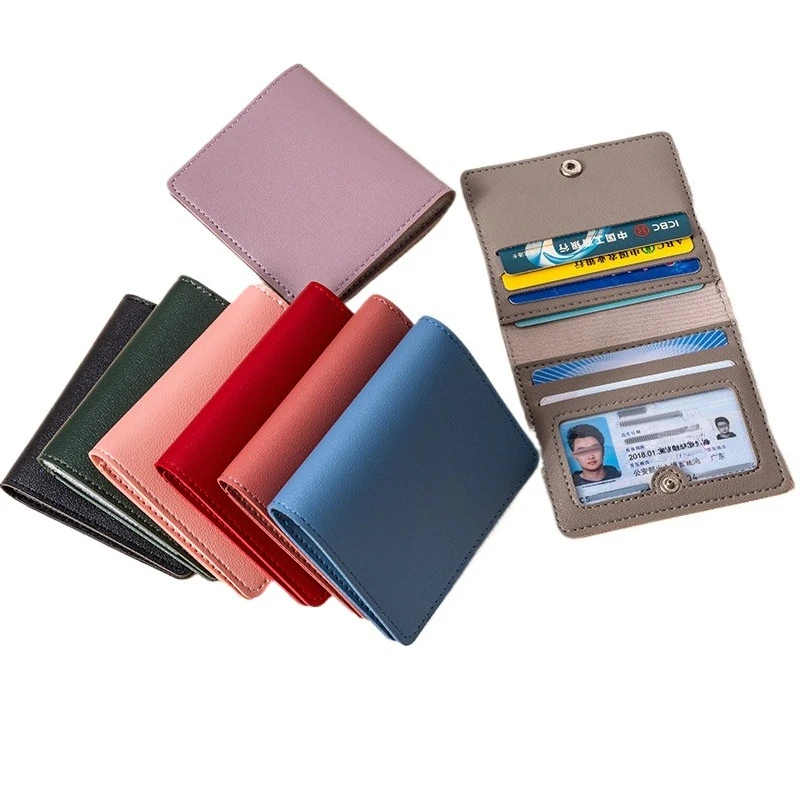 

Тонкий кожаный мини-кошелек для кредитных карт, деловой футляр для удостоверений личности, простой кошелек для водительских прав, унисекс-кошелек для карт