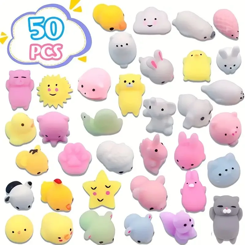 

50 Pcs Mochi Squishies Toys Mini Animals Toys Glow In The Dark Toys Stress Relief Toys Bulk Random Halloween Kids Party Favors