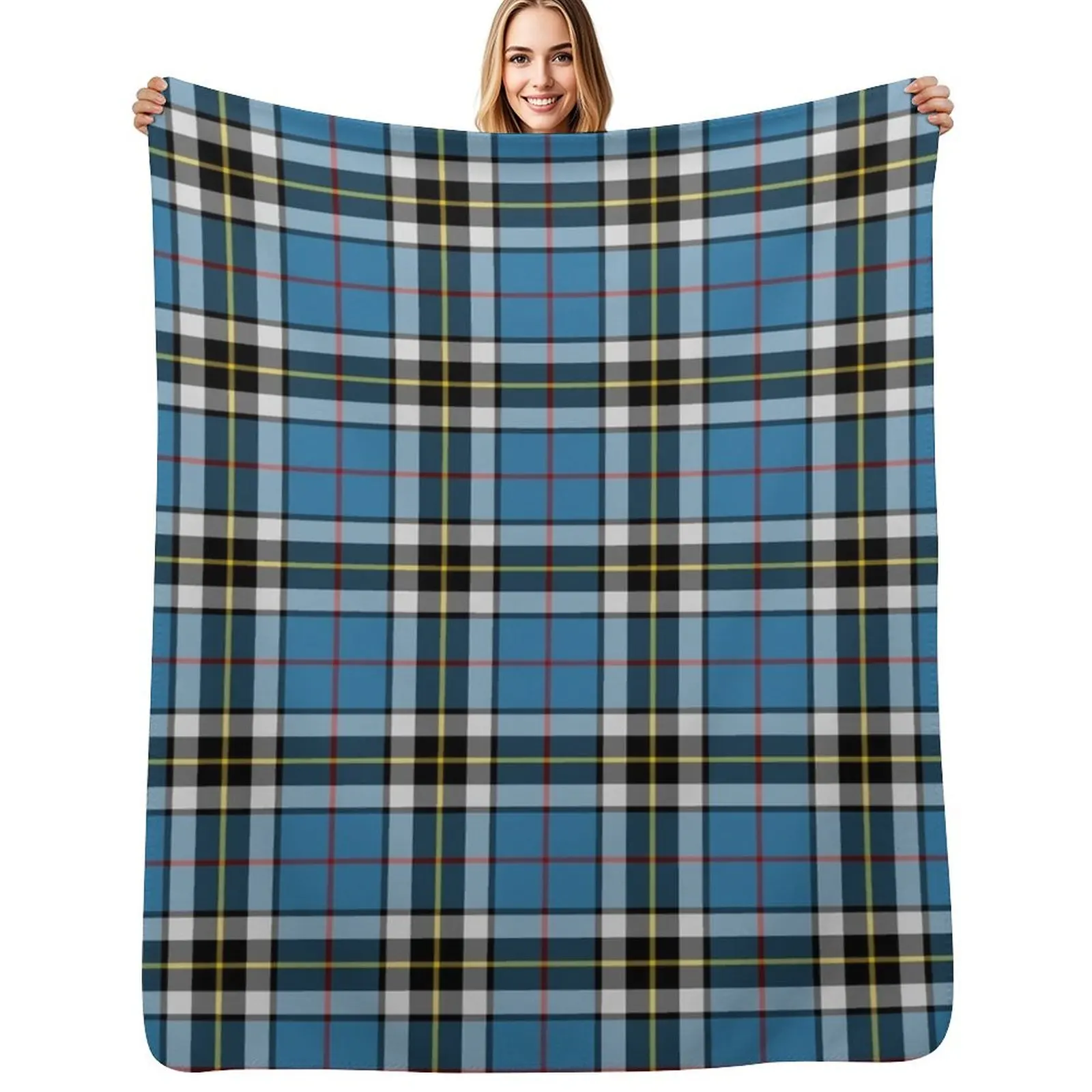 Thompson Blue Dress Tartan | Clan Thomson | Cute Tartan Throw Blanket Outdoor Soft Blanket for Picnic Beach Camping