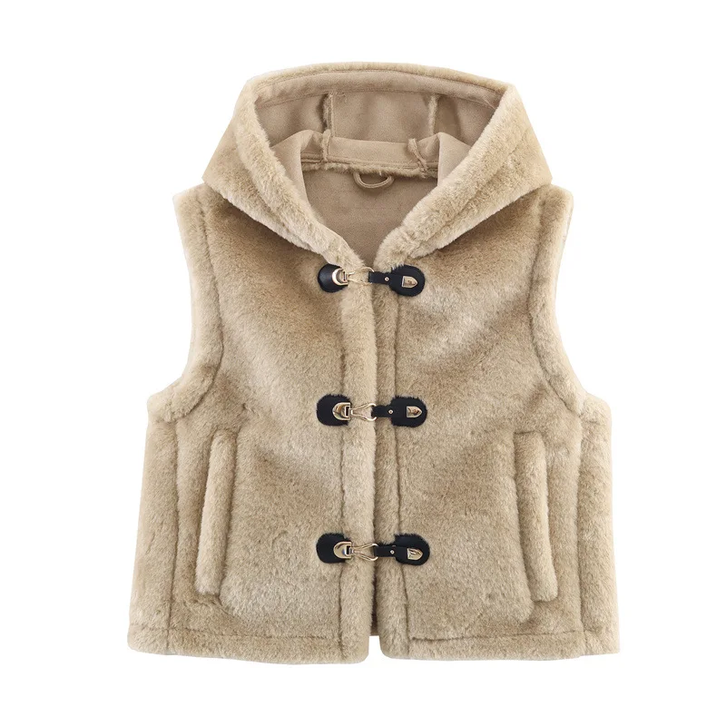 Autumn New Fashion Simple Knot Buckle Decoration Fleece Vest