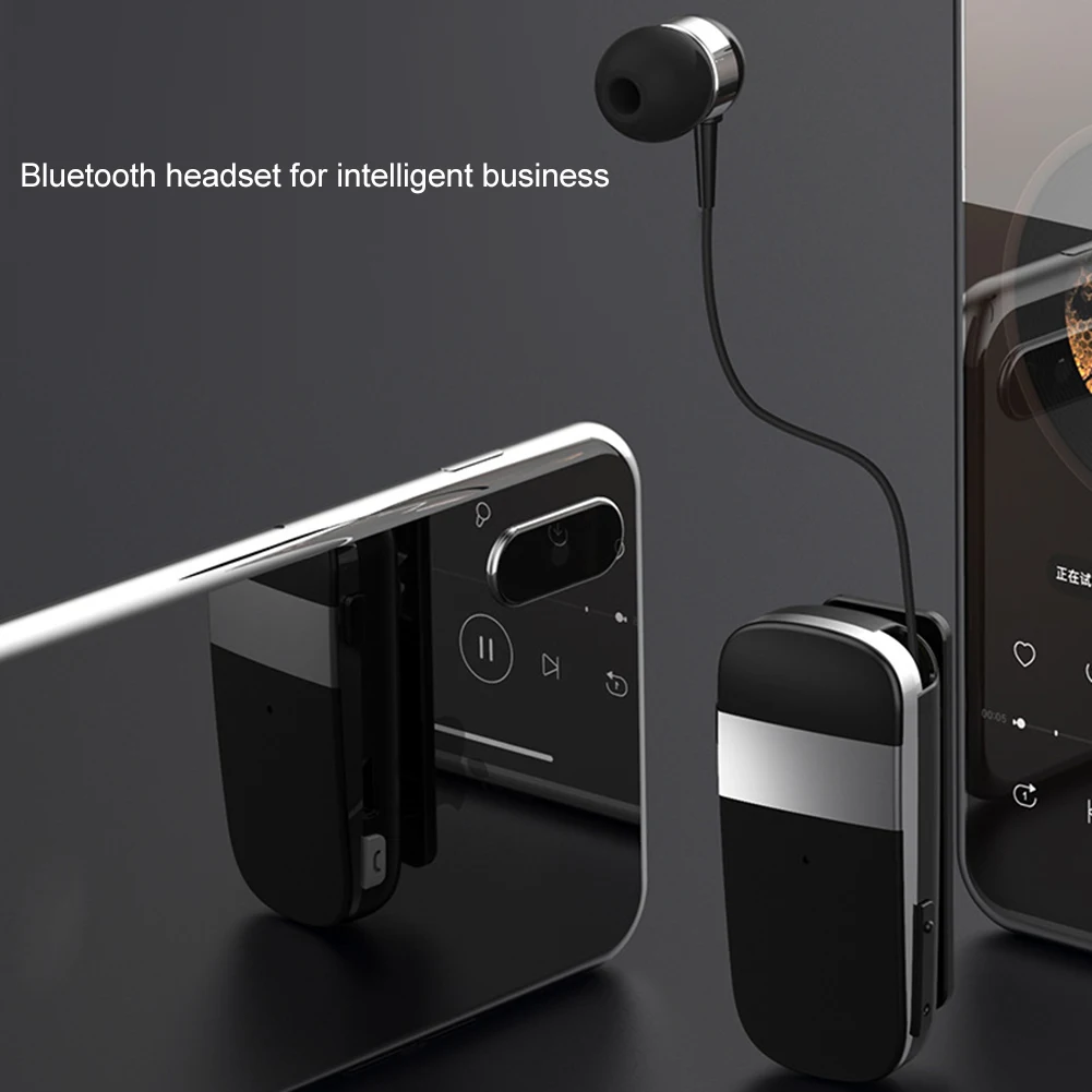 Headset Single Ear Retractable 150H Long Standby 10m Transmission HD Black 5.0 Intelligent Noise Reduction Bluetooth