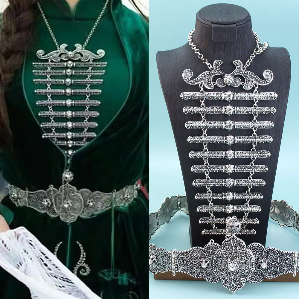 Neovisson Caucasus Luxuriant Dress Belt Chain Breastplate Necklace Aristocratic Women Wedding Jewelry Clothing Accessorie