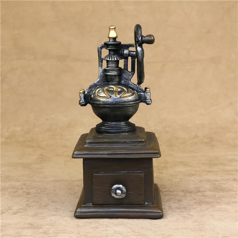 Vintage Coffee Grinder Model Handmade Resin Tabletop Coffee Mill Miniature Cafe Craft Novelty Ornament Bakery Decor Accessories view 2