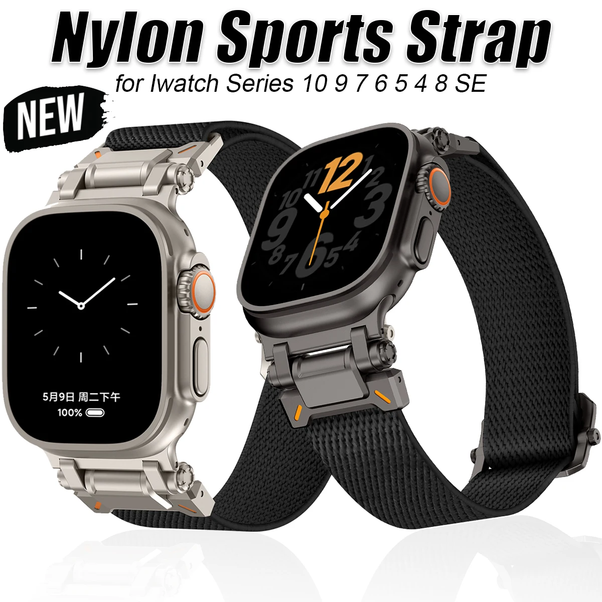 

Нейлоновый спортивный ремешок для Apple Watch 2 49 мм 10 9 8 7 46 мм 45 мм Плетеный браслет с металлическим разъемом для Iwatch Series 6 5 se 44 мм 42