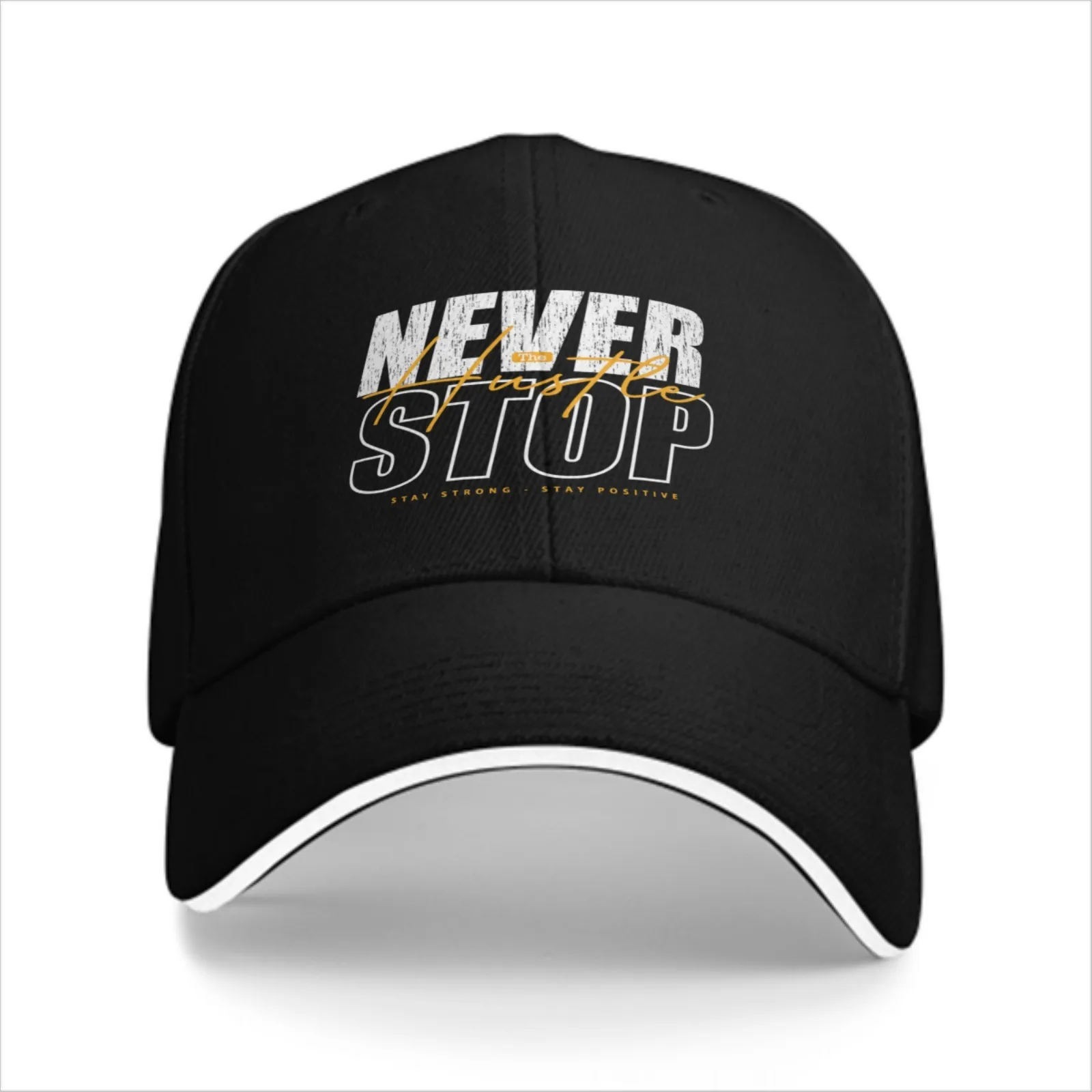 Never Stop Motivational Quote Baseball Cap Polyester Adjustable Casual Hat for Adults