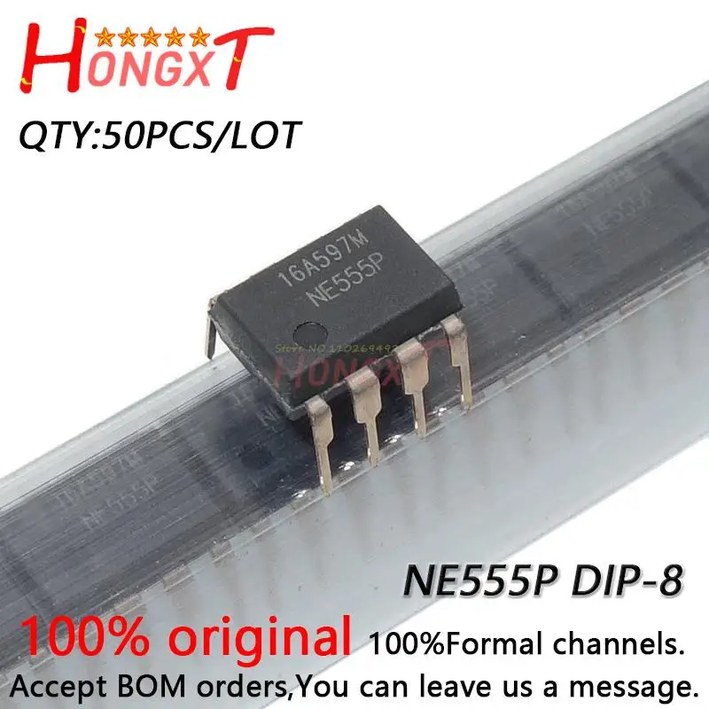 50PCS NE555P NE555 Inline DIP-8 Single High Precision Timer IC Chip.