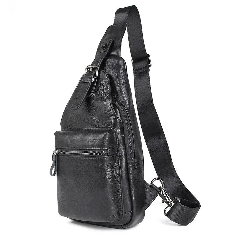 Summer New Arrivals Men Chest Bag Genuine Leather Soft Cowhide Leather Chest Pack Crossbody Male Bags Black Coffee Sling Bag