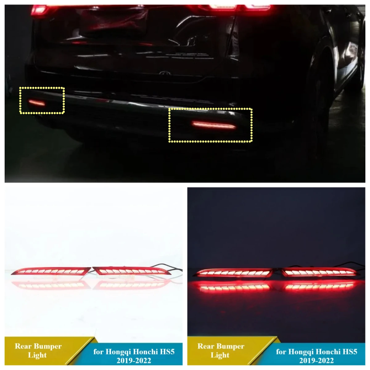 

Car Led Rear Bumper Light Reflector Driving Brake Light DRL Streamer Turn Signals 12V Daylights for Hongqi Honchi‌ HS5 2019-2022