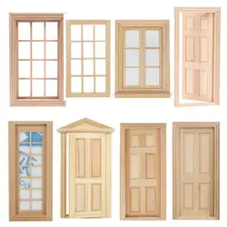 1:12 Dollhouse Mini Doors And Windows Can Be Painted And Colored With Plain Materials Dollhouse Furniture Accessories