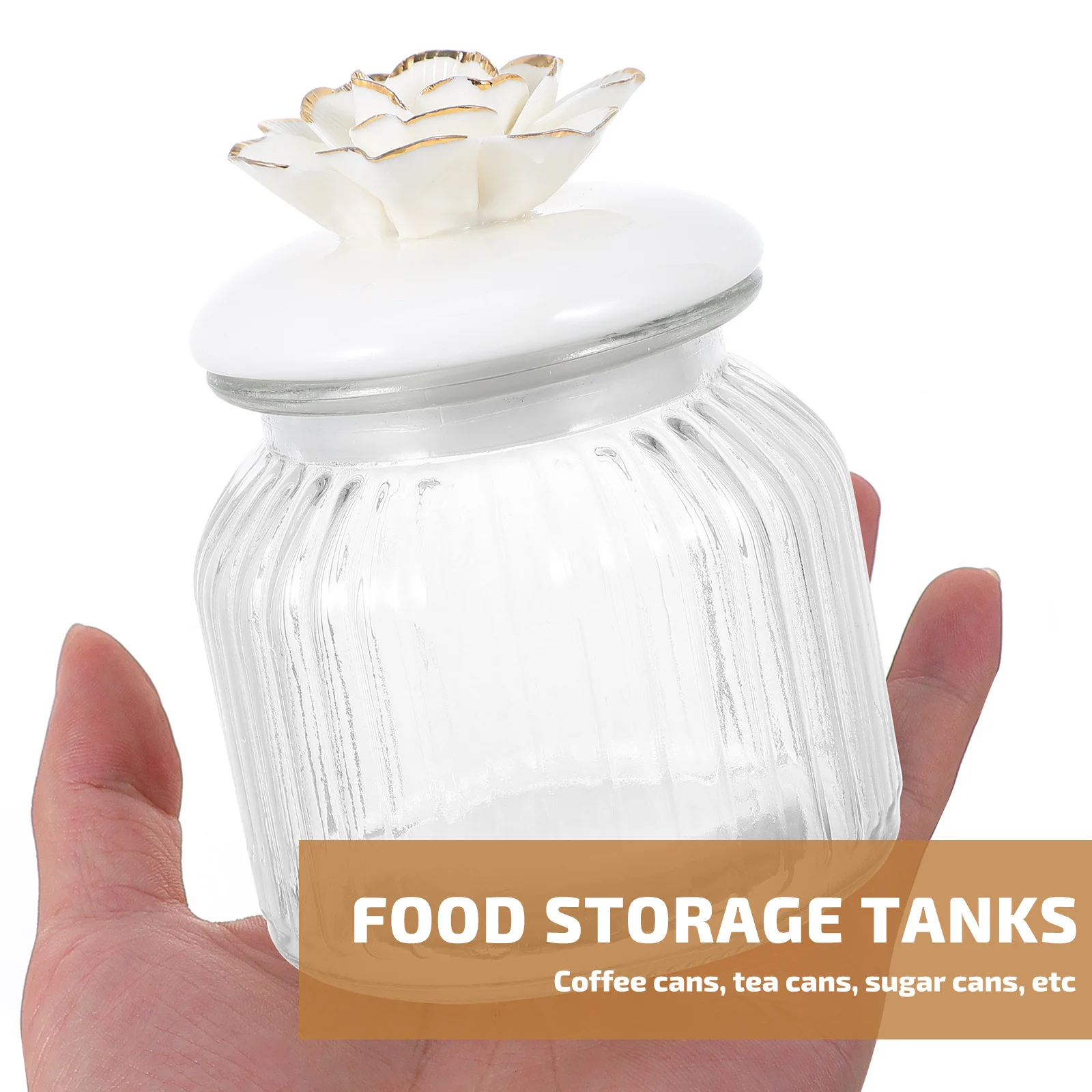 

Transparent Sealed Storage Jar Eco-Friendly Glass Bottle with Ceramic Cover for Kitchen Food Holder Coffee Tea Dried Fruits