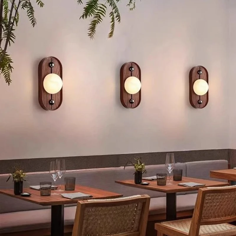 

Светодиодные настенные светильники для ресторана в японском стиле для спальни, прикроватной тумбочки, гостиной, столовой, коридора, прохода, внутреннего освещения, железного ореха