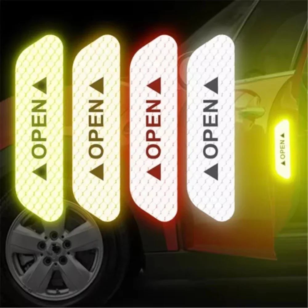 

4PCS Car Door Safety Reflective Warning Sticker For Mitsubishi Lancer EX Outlander ASX Pajero Eclipse Cross Auto Accessories