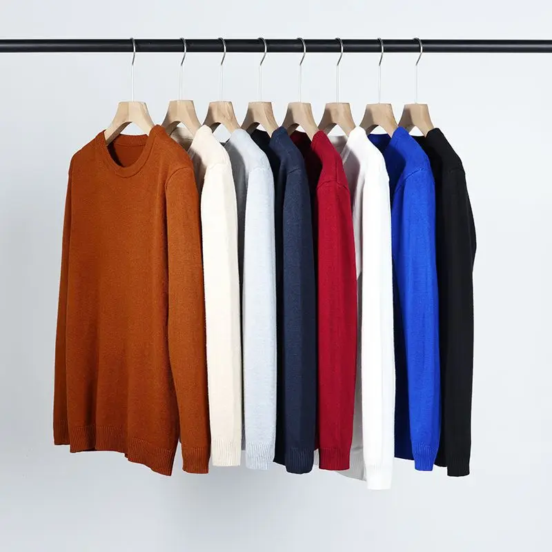 

Autumn Male Loose Caramel Thin Sweater New Men Korean Style Crew Neck Pullovers Smart Casual Minimalist Thermal Soft Sweaters