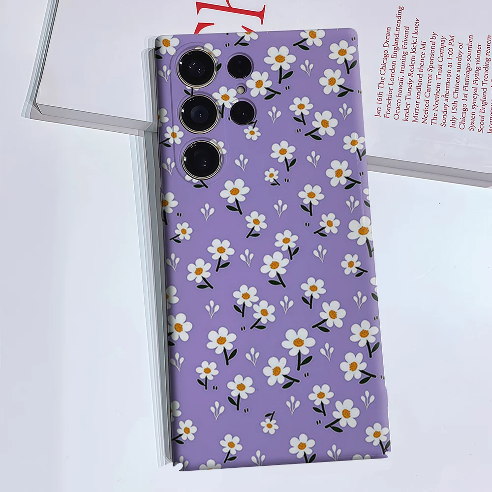 Lilac Daisies Phone Case for Samsung Galaxy S26 S25 S24 S23 Ultra Plus Luxury Double-layer anti-fall Back Cover