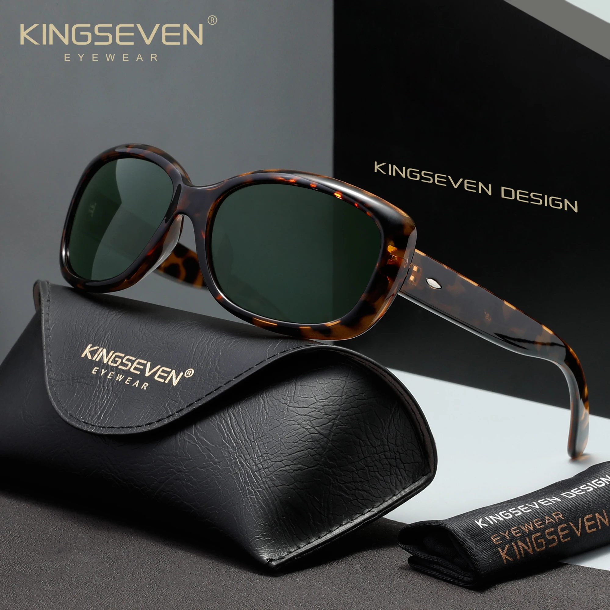 KINGSEVEN Marken-Sonnenbrille für Herren und Damen, polarisiert, UV400, für Autofahren, Outdoor, trendig, lässig, oval, Y2K-Brillengestell