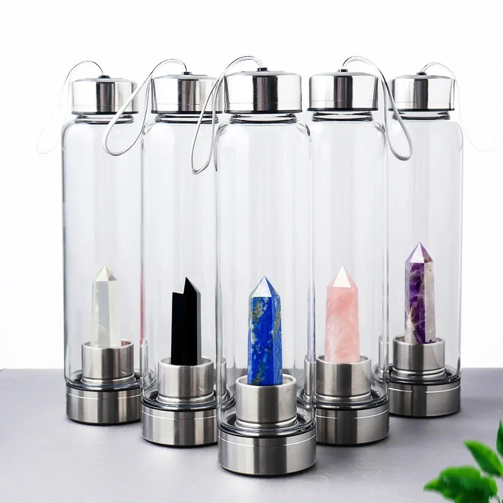 Natural Crystal Hexagonal Crystal Column Glass Water Cup Crystal Health Cup Spa Cup Sports Teacup Column