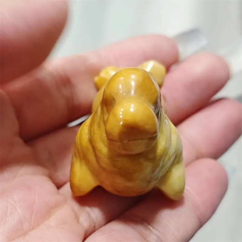 Natural Yellow Quartz Seal Sea Dog Carving Healing Fengshui Stone Reiki Home Decoration Holiday Gift 1PCS