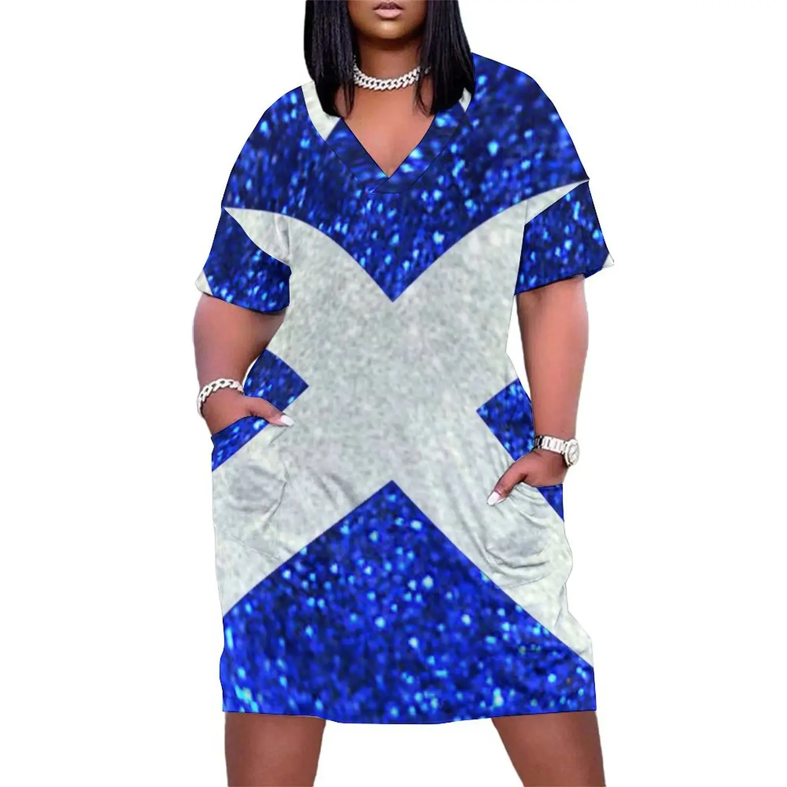 

Glitter Scotland Flag Loose Pocket Dress summer dresses women 2025 beach outfits for women