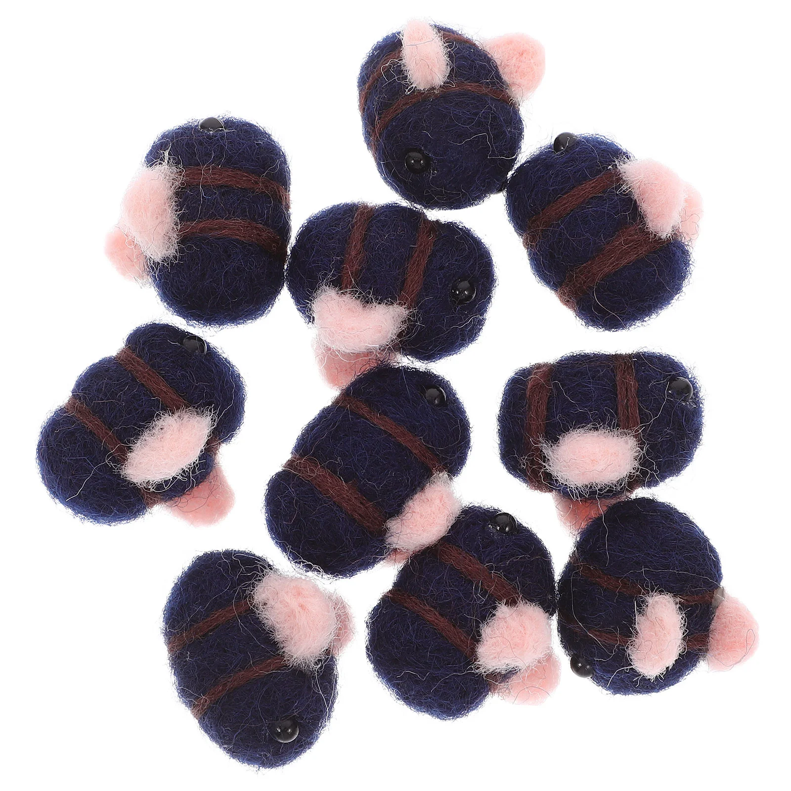 10 Pcs Little Bee Accessories Honey Felt Pet Cat Balls Holiday Party Decorations DIY Birthday Plush Toy Mini