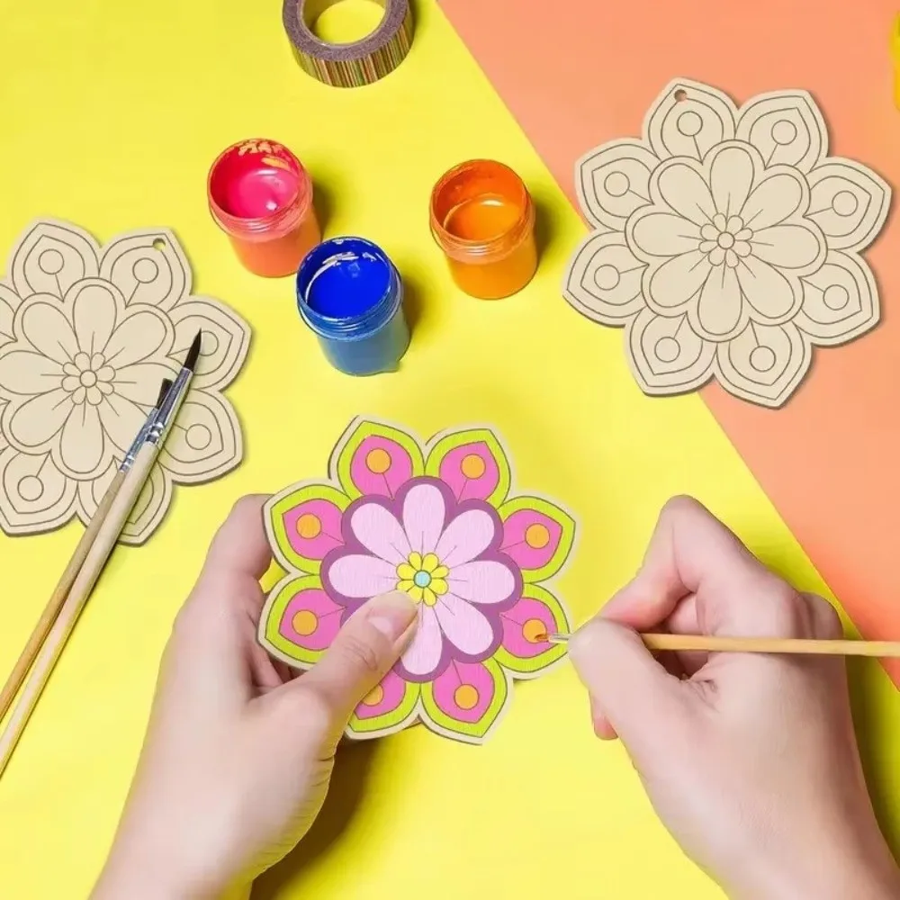 10pcs With Flowers Wooden Decorative Plaques With Butterflies Handmade Art Craft Unfinished Wood Craft Pieces Hanging
