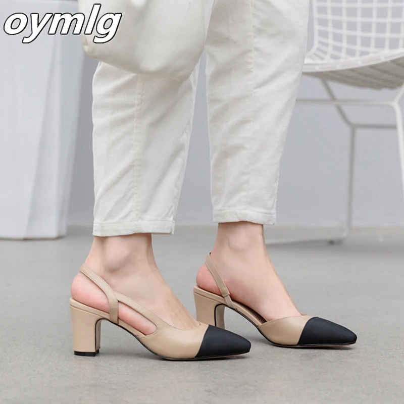 2020 Spring Europe Fashion High Heels Sandals Ladies Party Dress Shoes Pointed Toe Slingback Shoes Women Mixed Colors Sandals