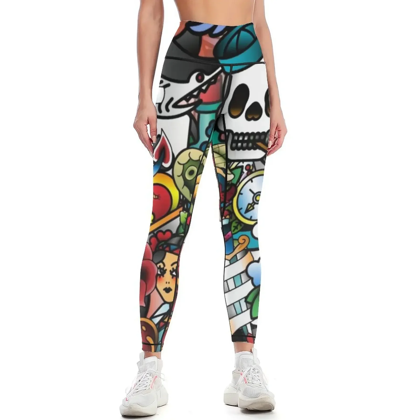 

Tattoo Collage Leggings Women's push up workout clothes for for fitness joggers for Womens Leggings