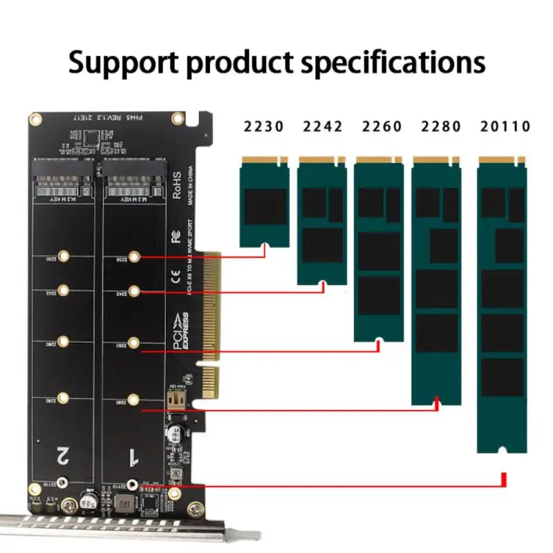 Imagem -03 - Dupla M.2 Nvme Pcie x8 Split Card com Pcie 4.0 Suporte para Ssd Adaptador de Expansão Raid na Placa Mãe