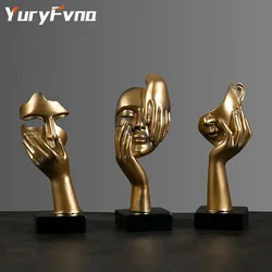 YuryFvna Resin Abstract Mask Statues European Miniature Figurines for Interior Home Office Desktop Figure Ornament Decor