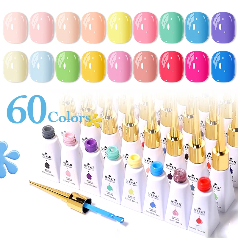 Mtssii 10 مللي أحمر أسود أبيض أخضر نيون هلام طلاء الأظافر قاعدة معطف فوقي 60 ألوان شبه دائم هلام مسمار الفن الورنيش لوازم #1