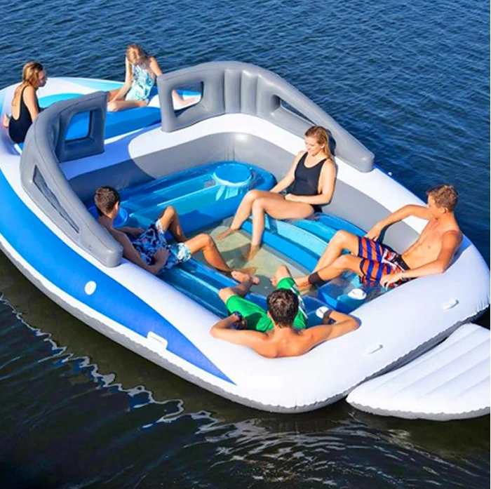 

PVC Inflatable Bay Breeze Boat 6-Person Water Party Island Inflatable Drift Boat