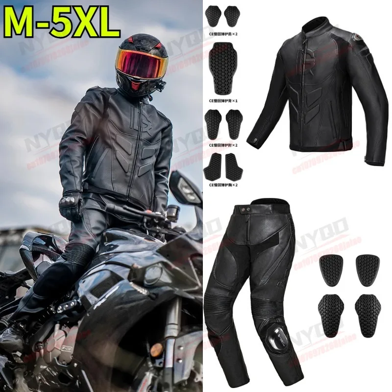 

Motorcycle Men's Four Season Leather Jacket Windproof Outdoor Sports Riding Suit Off-road Motorcycle Riding Equipment