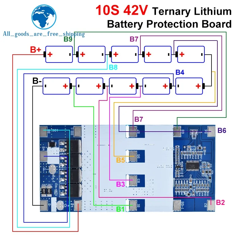 10S 42V 15A BMS Ternary Lithium 18650 Battery Protection Board For Segway Battery Charging Board With Temperature Protection