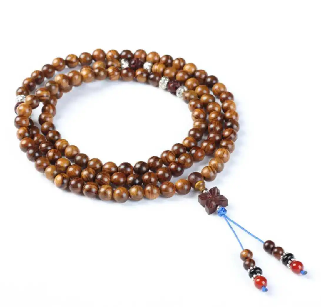 

8mm 108 huanghauli wood Buddha beads rosewood Everyday Wrap Beaded Women Party Trendy Stackable Charm Minimalist Office Wear