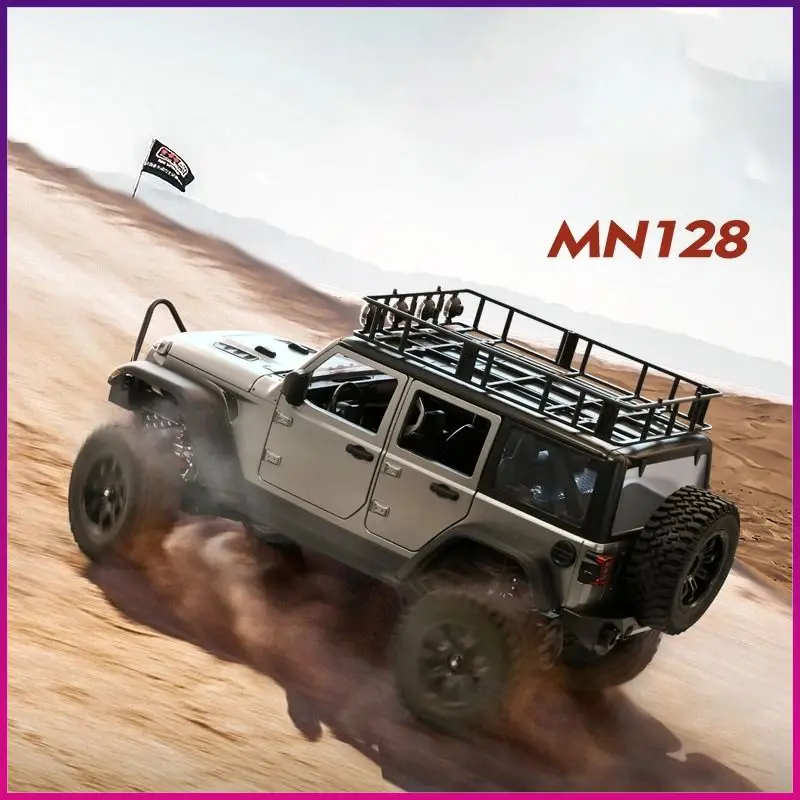 Gąsienica RC samochód 4x4 MN128 2.4G profesjonalny Buggy z oświetleniem LED pełnowymiarowy samochody zdalnie sterowane zabawki dla chłopców prezent