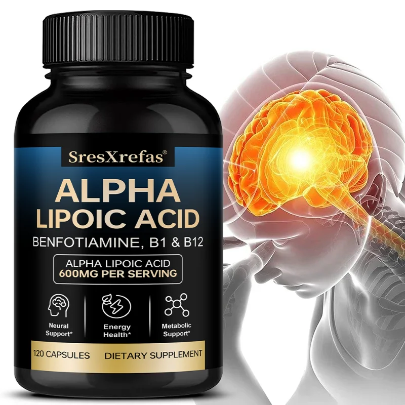 Alpha Lipoic Acid Capsules 600mg, Antioxidant, Support Liver, Brain Health, Metabolism, Nourish Nerves & Daily Vitalit