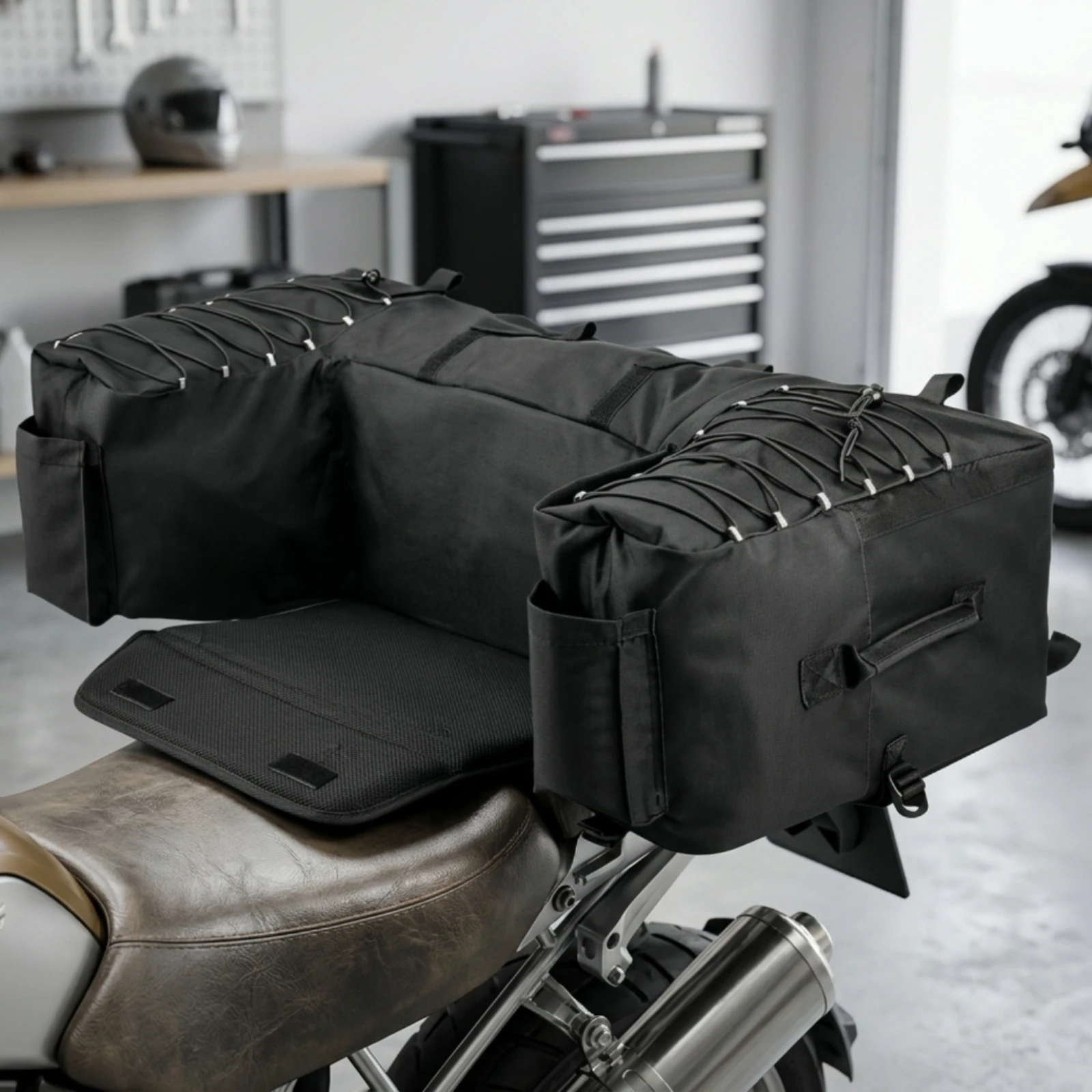 ATV Rear Cargo Bag with Bottle Pockets Surround-Style ATV Tail Bag Adjustable Stable for Riders, Camping